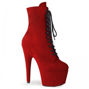 Pleaser Adore-1020FS Faux Suede Stiefel Damen Rot | VAXUPKSMR