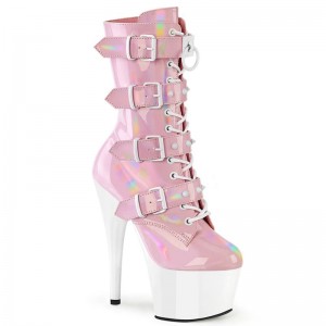 Pleaser Adore-1046TT Stiefel Damen Rosa Weiß | SXCFZDRAQ