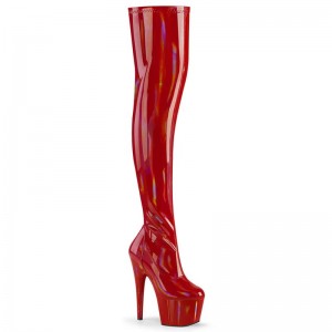 Pleaser Adore-3000HWR Overknee Stiefel Damen Rot | FEPDXPZEC