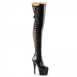 Pleaser Adore-3050 Overknee Stiefel Damen Schwarz | DVGAZLIYH