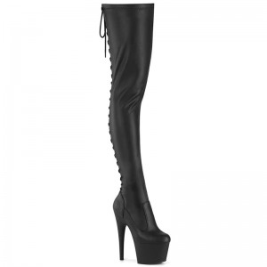 Pleaser Adore-3850 Vegan Leather Overknee Stiefel Damen Schwarz | QZCICNJXO