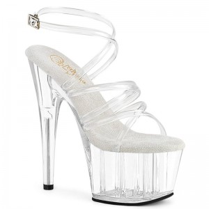 Pleaser Adore-706 Plateau High Heels Damen Clear | YQZWJURPF