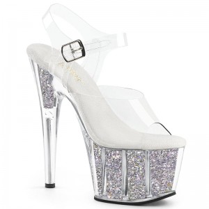 Pleaser Adore-708G Plateau High Heels Damen Silber | VMISQAFUE