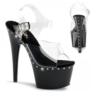 Pleaser Adore-708LS Plateau High Heels Damen Schwarz | UQAMYEHGZ