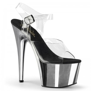 Pleaser Adore-708 Plateau High Heels Damen Silber | DAOFTPBUL