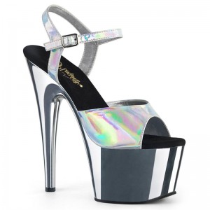 Pleaser Adore-709HGCH Hologram Plateau High Heels Damen Silber | PWCZRXFMT