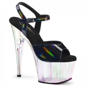 Pleaser Adore-709HT Hologram Plateau High Heels Damen Schwarz | SJXEZLHDC