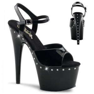 Pleaser Adore-709LS Plateau High Heels Damen Schwarz | LUSZSQGED