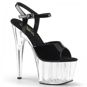 Pleaser Adore-709 Plateau High Heels Damen Schwarz | HCZKYGSUJ