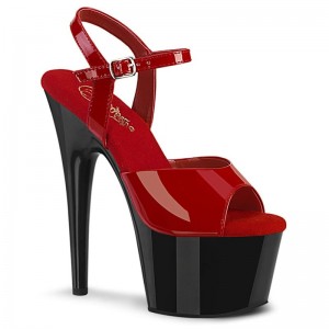 Pleaser Adore-709 Plateau High Heels Damen Rot Schwarz | NRHKGMPWI