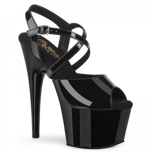 Pleaser Adore-724 Plateau High Heels Damen Schwarz | IYHQYLUVR