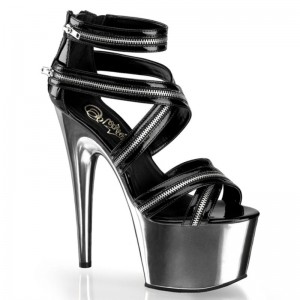 Pleaser Adore-767 Plateau High Heels Damen Schwarz Grau | TIGHXNDQI