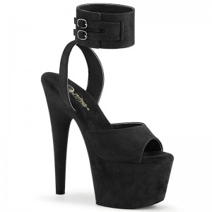 Pleaser Adore-791FS Suede Plateau High Heels Damen Schwarz | PWEGZWLJN