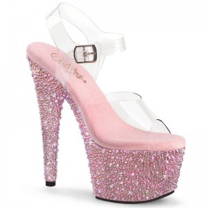 Pleaser Bejeweled-708MS Plateau High Heels Damen Rosa | PUNJXWBHT