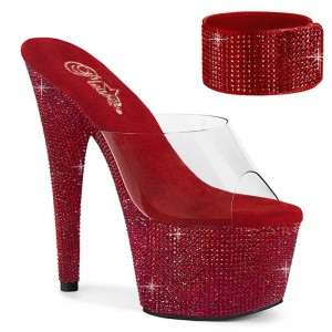 Pleaser Bejeweled-712RS Plateau High Heels Damen Rot | SNYVRQLCO