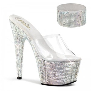 Pleaser Bejeweled-712RS Plateau High Heels Damen Silber | ETYCKSJFW