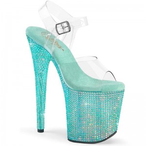 Pleaser Bejeweled-808RRS Plateau High Heels Damen Blau | KGCHCNIRM