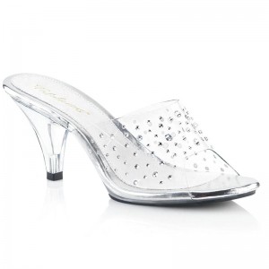 Pleaser Belle-301RS Pantoletten Damen Clear | EBLRDXUJW