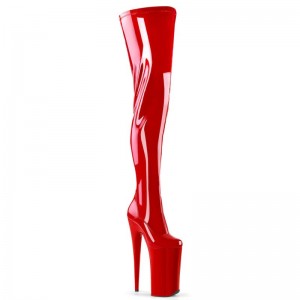 Pleaser Beyond-4000 Overknee Stiefel Damen Rot | FBLCVKMCR