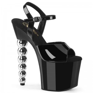 Pleaser Bliss-709 Plateau High Heels Damen Schwarz Silber | GXCIZYHAJ