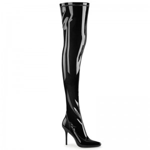 Pleaser Classique-3000 Overknee Stiefel Damen Schwarz | MIXHHSQJV