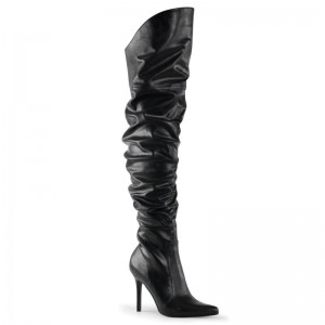 Pleaser Classique-3011 Vegan Leather Overknee Stiefel Damen Schwarz | UBTLYMUTJ