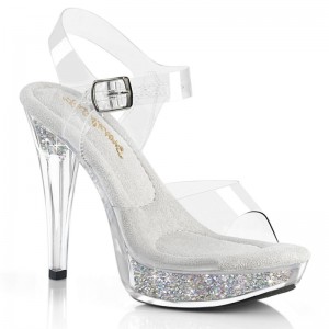 Pleaser Cocktail-508RSI Rhinestones Plateau High Heels Damen Silber | UVTNNGTJA