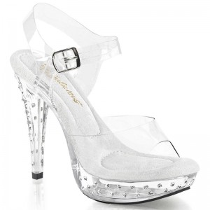 Pleaser Cocktail-508SDT Plateau High Heels Damen Clear | SRXFOCUDP