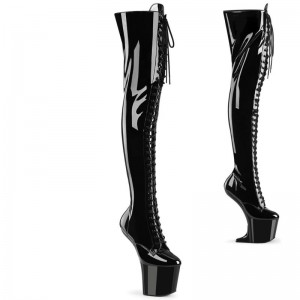 Pleaser Craze-3023 Overknee Stiefel Damen Schwarz | CEXNCKYSR