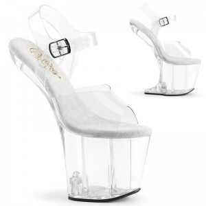 Pleaser Craze-808 Plateau High Heels Damen Clear | LZSMPTMEI