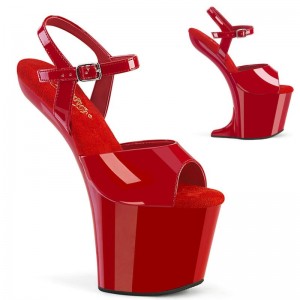 Pleaser Craze-809 Plateau High Heels Damen Rot | XUYHBZDCO