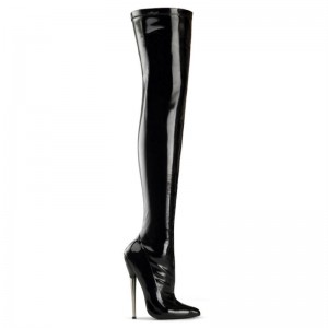 Pleaser Dagger-3000 Overknee Stiefel Damen Schwarz | LHGNXQGVA