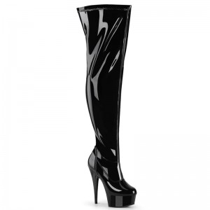 Pleaser Delight-3000WCF Overknee Stiefel Damen Schwarz | XBHJPTOCX