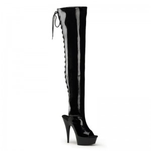 Pleaser Delight-3017 Overknee Stiefel Damen Schwarz | MSOJMPTUD