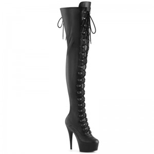 Pleaser Delight-3022 Vegan Leather Overknee Stiefel Damen Schwarz | ZCVKTOWAN