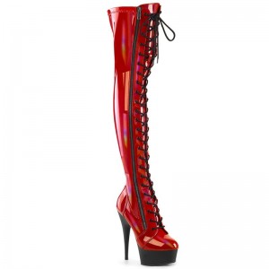 Pleaser Delight-3029 Overknee Stiefel Damen Rot | MEVSHPKNF