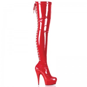 Pleaser Delight-3063 Overknee Stiefel Damen Rot | SKFVTGCSH