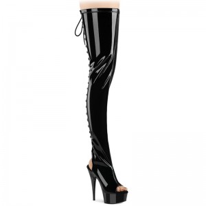 Pleaser Delight-4017 Overknee Stiefel Damen Schwarz | BCOHYGUTJ