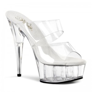 Pleaser Delight-602 Plateau High Heels Damen Clear | TESQJZHFO