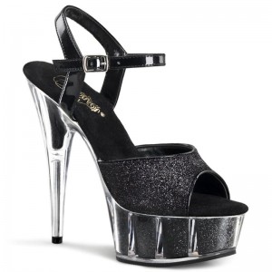 Pleaser Delight-609-5G Plateau High Heels Damen Schwarz | PYXNUTPXN