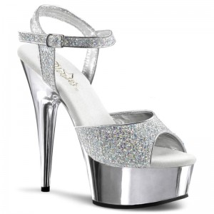 Pleaser Delight-609G Plateau High Heels Damen Silber | NIVJNWCTB