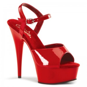 Pleaser Delight-609 Plateau High Heels Damen Rot | TQSYLRTPE