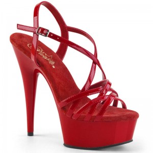 Pleaser Delight-613 Plateau High Heels Damen Rot | UDEJUTWCO