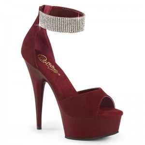 Pleaser Delight-625 Plateau High Heels Damen Bordeaux | BAKQKBLES