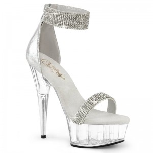 Pleaser Delight-641 Plateau High Heels Damen Silber | HQDTQOFSH