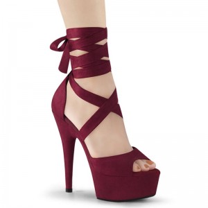 Pleaser Delight-679 Plateau High Heels Damen Bordeaux | SYMRNJVUZ