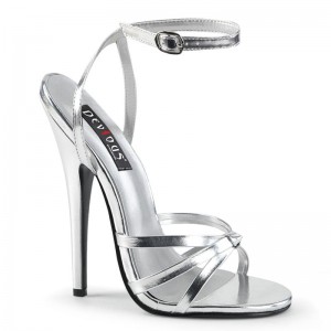 Pleaser Domina-108 Vegan Leather Highheels Damen Silber | EVDIUXRJK