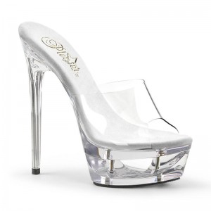 Pleaser Eclipse-601 Plateau High Heels Damen Clear | NPKUOYIQS