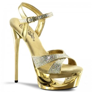 Pleaser Eclipse-619G Plateau High Heels Damen Gold | IOFCYQGBW