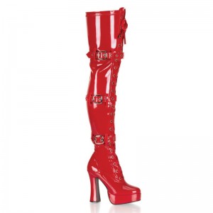 Pleaser Electra-3028 Overknee Stiefel Damen Rot | ZIWEZMVOY